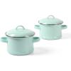 Martha Stewart Thayer 2-Pack 5.5″ Enamel On Steel Mini Scratch Resistant Dutch Oven w/Lid – Martha Blue(5.5″ Mini Dutch Oven (2-Pack))