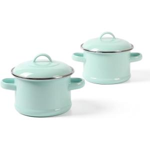 Martha Stewart Thayer 2-Pack 5.5″ Enamel On Steel Mini Scratch Resistant Dutch Oven w/Lid – Martha Blue(5.5″ Mini Dutch Oven (2-Pack))