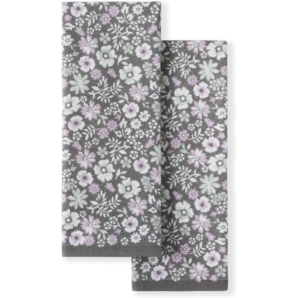 imageMartha Stewart Dual Purpose Kitchen Towel 2Pack Set Strie Medallion 16quotx28quotDitsy Floral