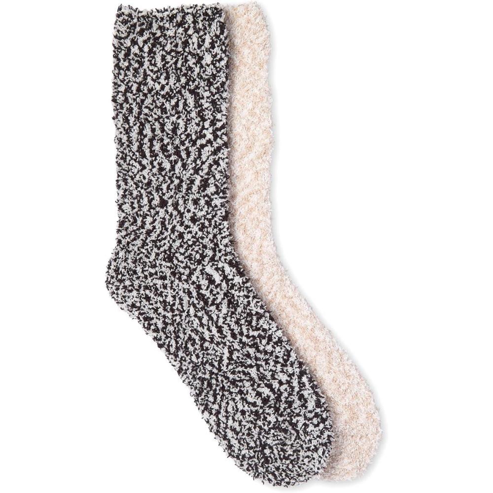 imageMartha Stewart Fuzzy Socks For Women 2 Pairs Warm And Cozy For Winter Stocking StufferBlackSilver Grey