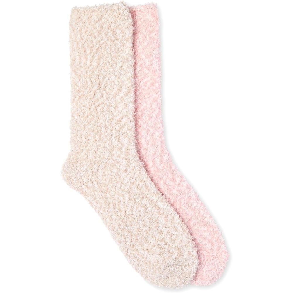 imageMartha Stewart Fuzzy Socks For Women 2 Pairs Warm And Cozy For Winter Stocking StufferPinkSilver