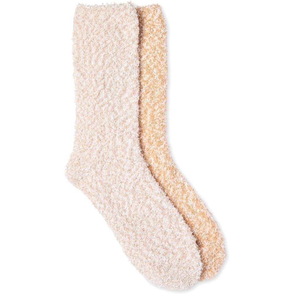 imageMartha Stewart Fuzzy Socks For Women 2 Pairs Warm And Cozy For Winter Stocking StufferTanSilver Grey