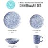 Martha Stewart Warham Splatter Handpainted Stoneware Dinnerware Set – Blue, Service for 4 (16pcs)