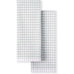 Martha Stewart Dual Purpose Kitchen Towel 2-Pack Set, Strie Medallion, 16″x28″(Check)