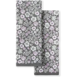Martha Stewart Dual Purpose Kitchen Towel 2-Pack Set, Strie Medallion, 16″x28″(Ditsy Floral)