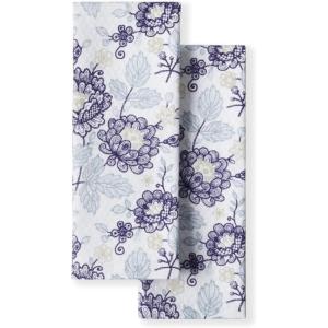 Martha Stewart Dual Purpose Kitchen Towel 2-Pack Set, Strie Medallion, 16″x28″(Embellished Floral)