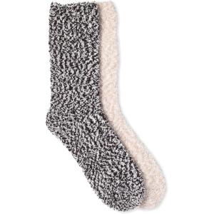 Martha Stewart Fuzzy Socks For Women – 2 Pairs – Warm And Cozy For Winter, Stocking Stuffer(Black/Silver Grey)