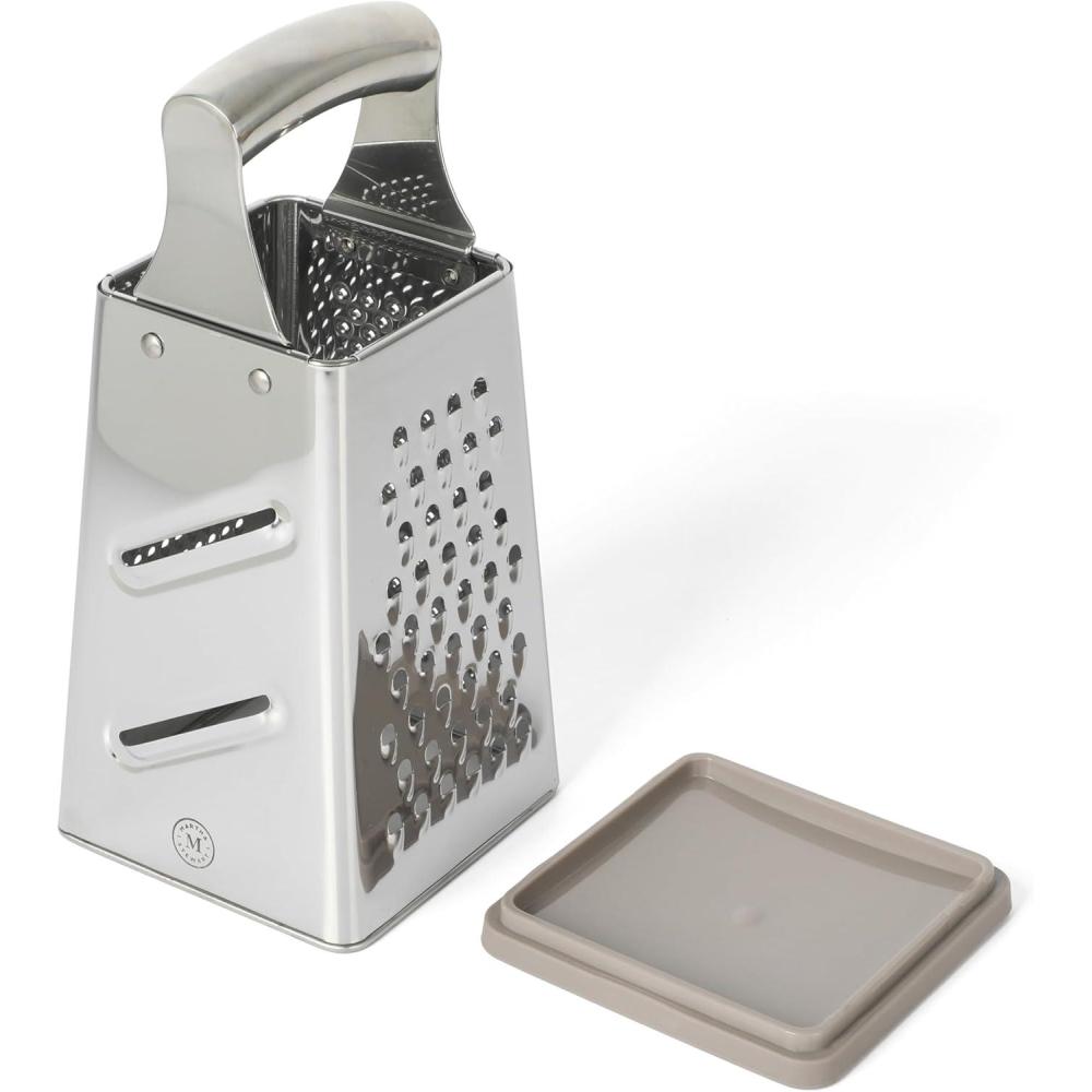 imageMartha Stewart Sprucedale 95Inch Stainless Steel 4Sided Box Grater  Durable Kitchen Cheese and Food Grater with Multiple Grating SurfacesSprucedale 95 Box Grater