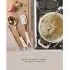 Martha Stewart Lockton 2-Piece Kitchen Scraper and Spoon Set – Stainless Steel and Nylon Cooking Utensils with Linen Handles and Gold Accents, Durable Heat-Resistant Tools