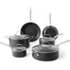 Martha Stewart Bosworth 10 Piece Hard Anodized Nonstick Aluminum Cookware Set – Black(Cookware Set)