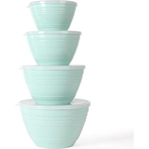 Martha Stewart Hoyt 8 pc Round Mixing Bowl Set w/Lid – 6.2 QT, 4.3 QT, 2.8 QT, 1.8 QT, Martha Blue