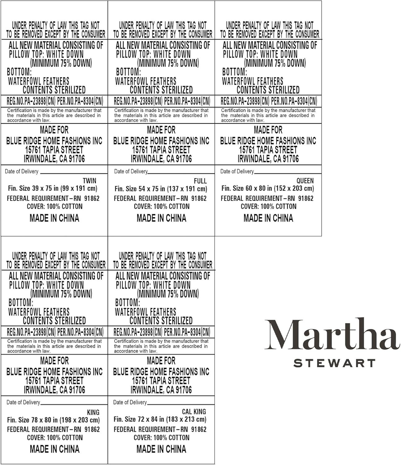 image:imageMartha Stewart 3 Inch White Down Feather Mattress Topper Queen Size Fluffy White Feather Bed Topper 100 Cotton Cover Fabric Ultra Soft Pillow Top Featherbed for Bedroom60quot x 80quotQueen