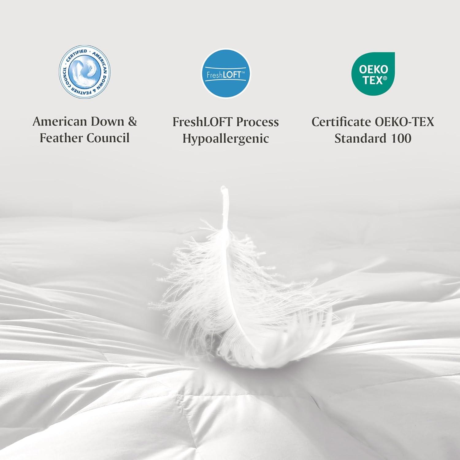 image:imageMartha Stewart 3 Inch White Down Feather Mattress Topper Queen Size Fluffy White Feather Bed Topper 100 Cotton Cover Fabric Ultra Soft Pillow Top Featherbed for Bedroom60quot x 80quotQueen