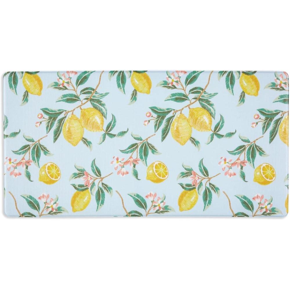 image:imageMartha Stewart Bloomfield Lots of Lemons AntiFatigue Kitchen Mat WhiteYellow 18quotx48quotLight BlueYellow