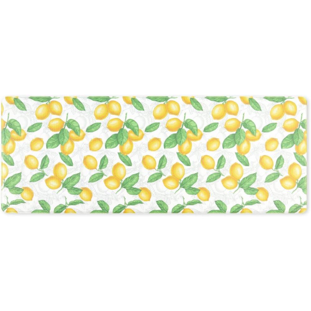 image:imageMartha Stewart Bloomfield Lots of Lemons AntiFatigue Kitchen Mat WhiteYellow 18quotx48quotWhiteYellow