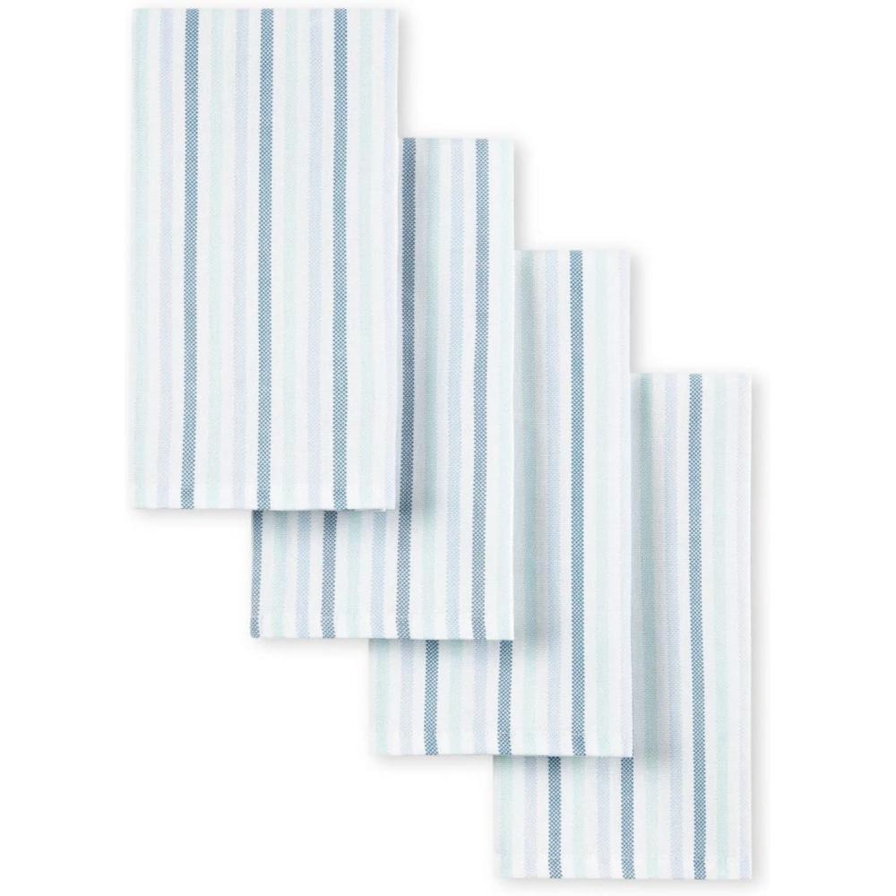 image:imageMartha Stewart Daisy Stripe Napkin Set 4Pack Green 19quotx19quotBlue