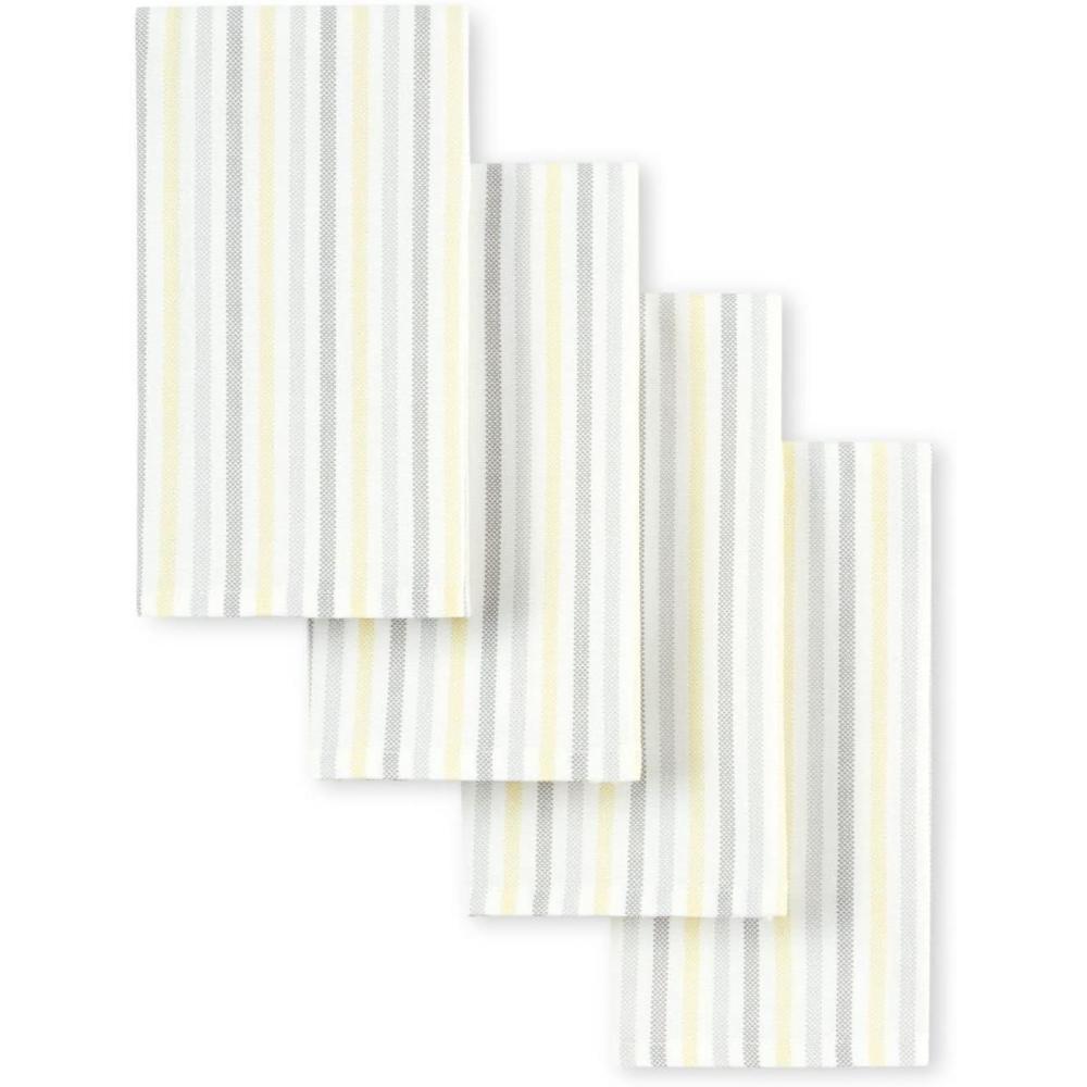 image:imageMartha Stewart Daisy Stripe Napkin Set 4Pack Green 19quotx19quotGreyYellow