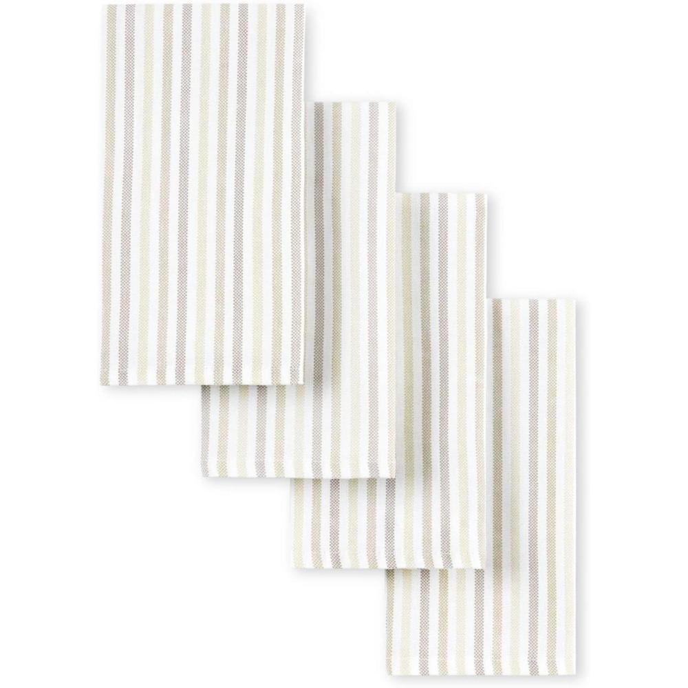 image:imageMartha Stewart Daisy Stripe Napkin Set 4Pack Green 19quotx19quotLinen