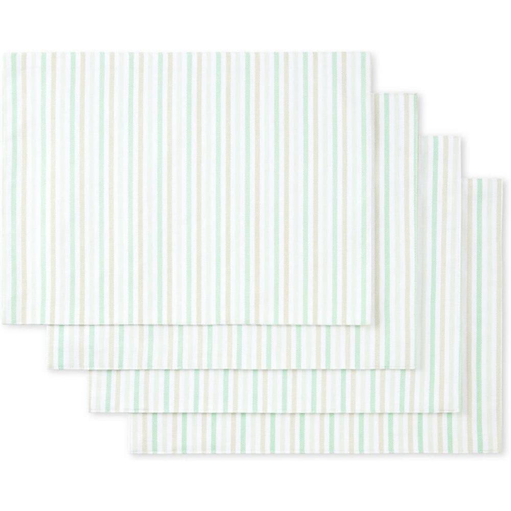 image:imageMartha Stewart Daisy Stripe Placemat Set 4Pack GreyYellow 13quotx175quotMint