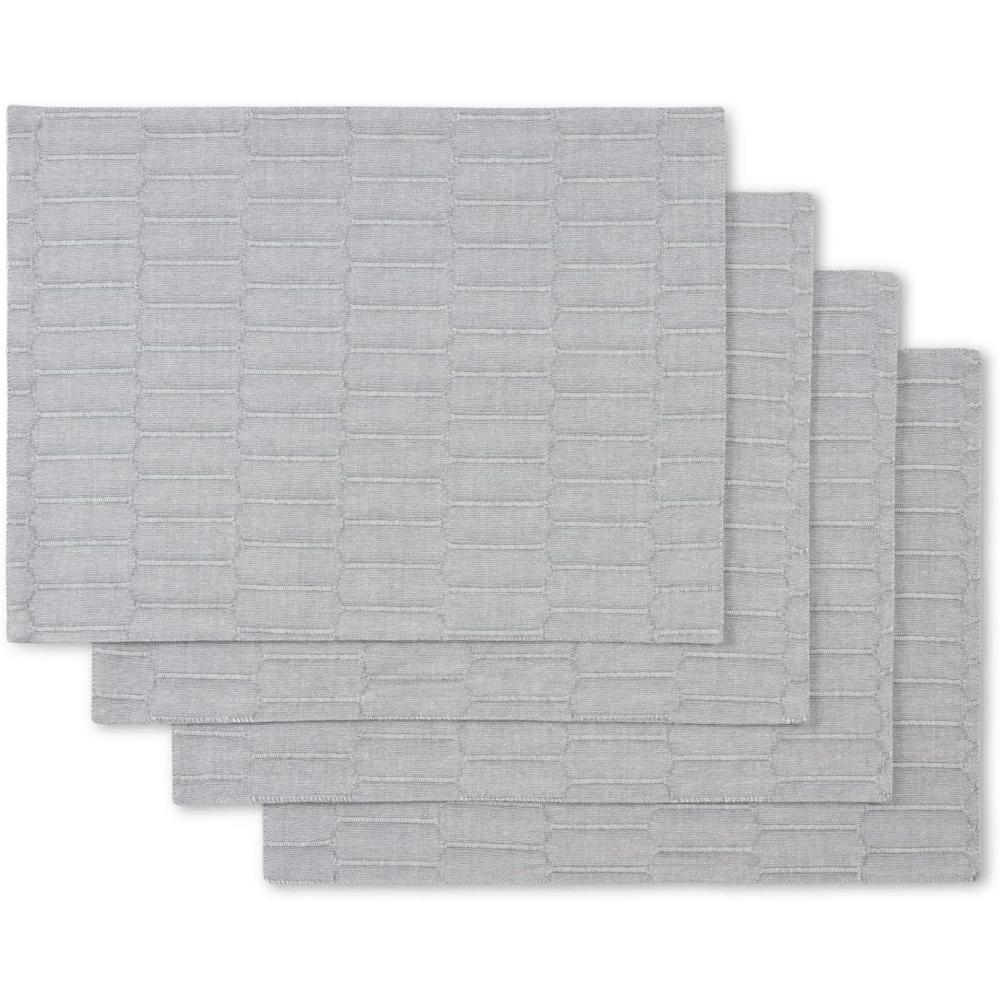image:imageMartha Stewart Honeycomb Modern Farmhouse Reversible Placemat 4Pack Set White 13quotx175quotCharcoal Grey