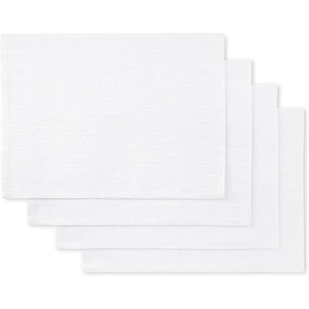 image:imageMartha Stewart Honeycomb Modern Farmhouse Reversible Placemat 4Pack Set White 13quotx175quotWhite