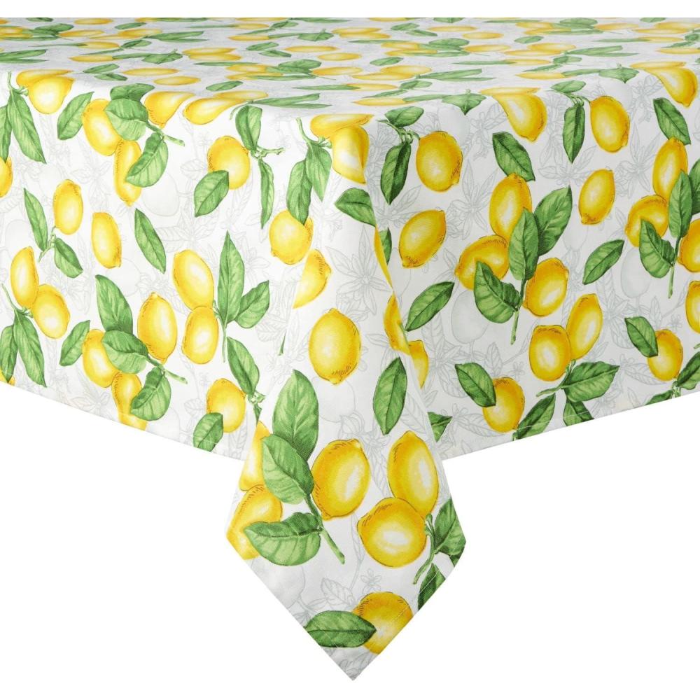image:imageMartha Stewart Lots of Lemons Tablecloth Single Pack WhiteYellow 60quotx84quot120 x 60 Rectangular