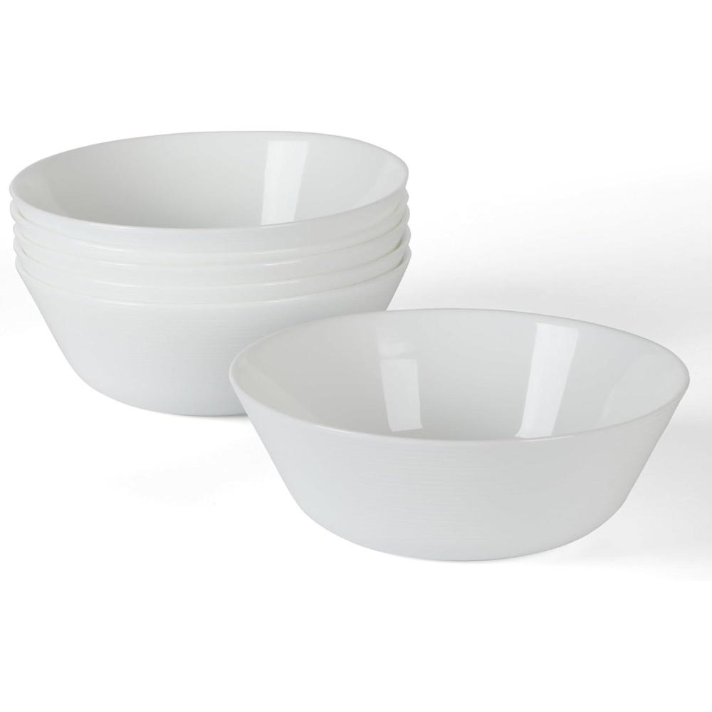 image:imageMartha Stewart Opalton 6Piece 6Inch Soup and Cereal Bowls  Lightweight Chip and Break Resistant Opal Glass Bowls for Everyday Use