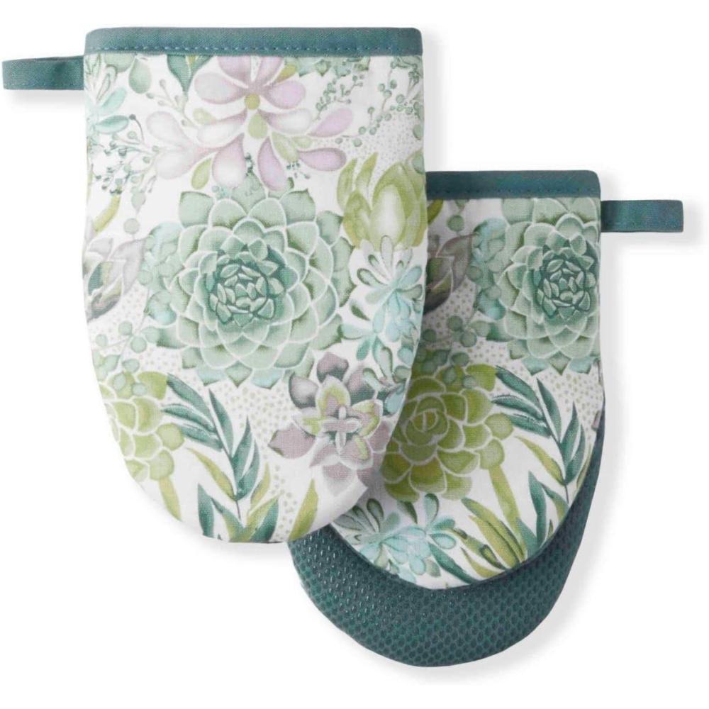 image:imageMartha Stewart Succulents Mini Oven Mitt 2Pack Set Green 55quotX8quot