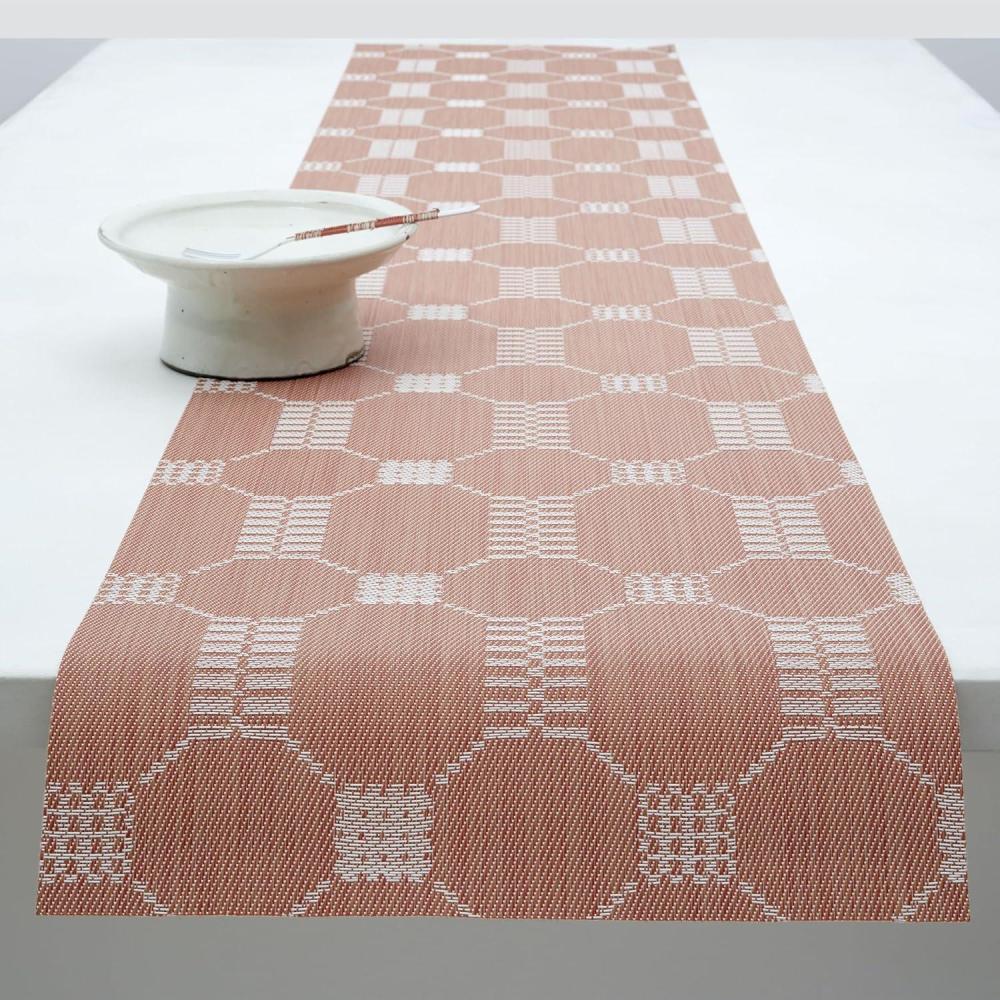 image:imageMartha by Martha Stewart  Chilewich Coverlet Table Runner in Abalone  Easy Care Woven Textile  IndoorOutdoor  StainFade Resistant  14quot x 72quotBurnt Coral