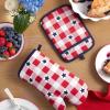 MARTHA STEWART Americana Star Gihgham Oven Mitt & Pot Holder Set, 100% Cotton, Heat Resistant, Patriotic USA America Decor, Red/White/Blue, 7″x13″ & 7″x10″