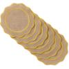 MARTHA STEWART Hessian Textured Wedge Border Placemats 6-Pack Set, 100% Natural Jute & Burlap, Woven Scallop Border Placemat, Natural/Mustard Yellow, 15”x15” Round(Natural/Mustard Yellow)