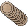 MARTHA STEWART Hessian Textured Wedge Border Placemats 6-Pack Set, 100% Natural Jute & Burlap, Woven Scallop Border Placemat, Natural/Mustard Yellow, 15”x15” Round(Natural/Black)