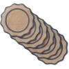 MARTHA STEWART Hessian Textured Wedge Border Placemats 6-Pack Set, 100% Natural Jute & Burlap, Woven Scallop Border Placemat, Natural/Mustard Yellow, 15”x15” Round(Natural/Navy Blue)