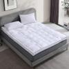 Martha Stewart 3 Inch White Down Feather Mattress Topper – Queen Size Fluffy White Feather Bed Topper 100% Cotton Cover Fabric Ultra Soft Pillow Top Featherbed for Bedroom（60″ x 80″）(Queen)