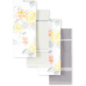 Martha Stewart Amber Floral Kitchen Towel Set 4-Pack, Blue/Green, 16″x28″(Yellow/Coral)