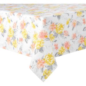 Martha Stewart Amber Floral Polyester Cotton Rectangle Tablecloth Single Pack, Blue/Green, 60″x102″(Yellow/Coral)