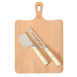 Martha Stewart Blairwood 3 Piece Beechwood Charcuterie Cutting Board with Cheese Knives Set