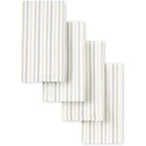 Martha Stewart Daisy Stripe Napkin Set 4-Pack, Green, 19″x19″(Linen)