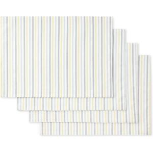 Martha Stewart Daisy Stripe Placemat Set 4-Pack, Grey/Yellow, 13″x17.5″(Grey/Yellow)