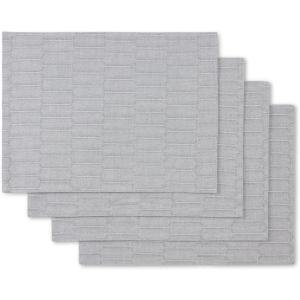 Martha Stewart Honeycomb Modern Farmhouse Reversible Placemat 4-Pack Set, White, 13″x17.5″(Charcoal Grey)
