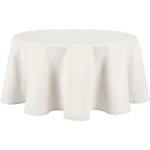 Martha Stewart Honeycomb Modern Farmhouse Tablecloth, Blue, 70″ Round(Natural)