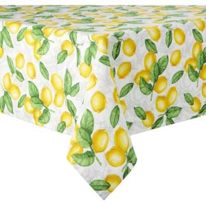 Martha Stewart Lots of Lemons Tablecloth Single Pack, White/Yellow, 60″x84″(102″ x 60″ (Rectangular))