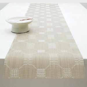 Martha by Martha Stewart | Chilewich Coverlet Table Runner in Abalone – Easy Care Woven Textile – Indoor/Outdoor – Stain/Fade Resistant – 14″ x 72″(Flax)
