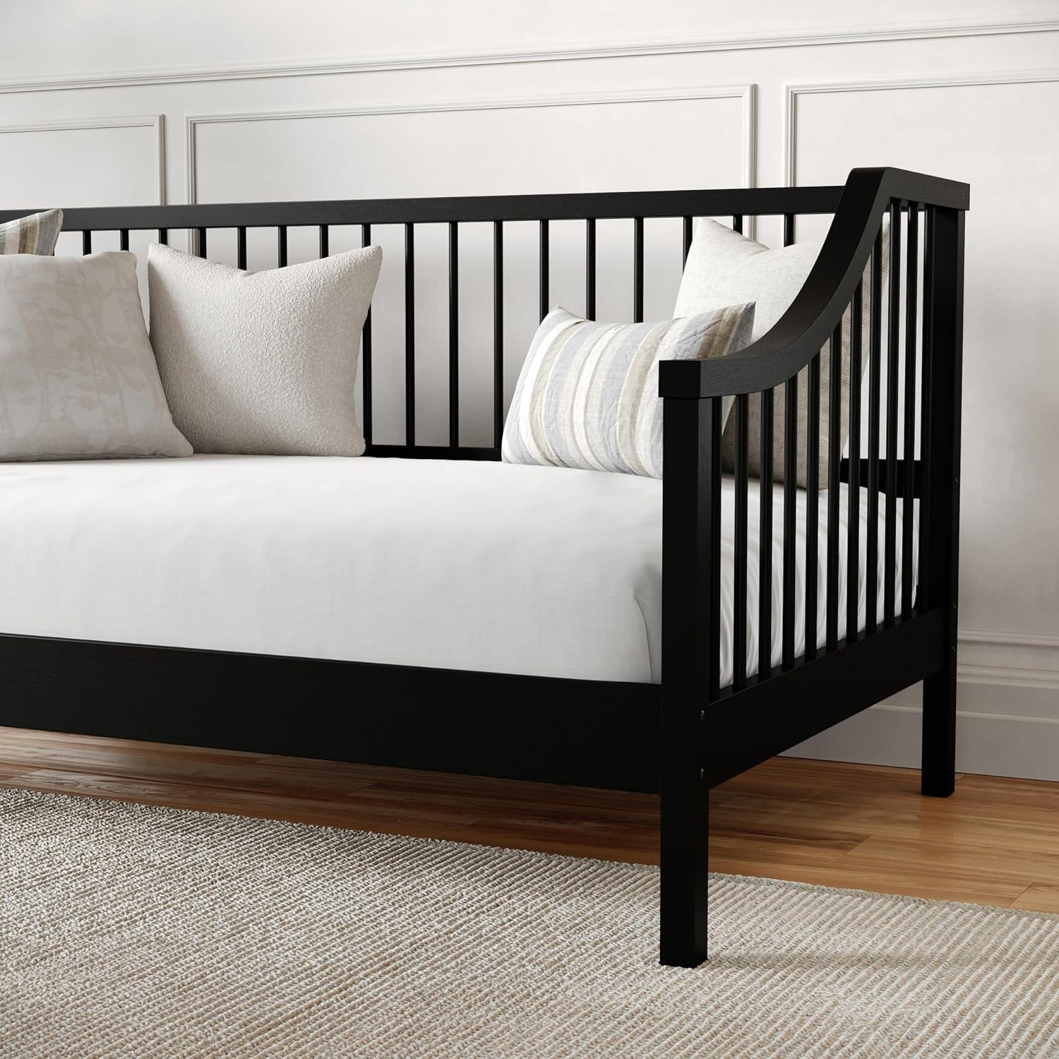 image:imageMartha Stewart Neely Platform Daybed with Wood Spindles Solid Wood Frame No Box Spring Needed Twin Size BlackBlack