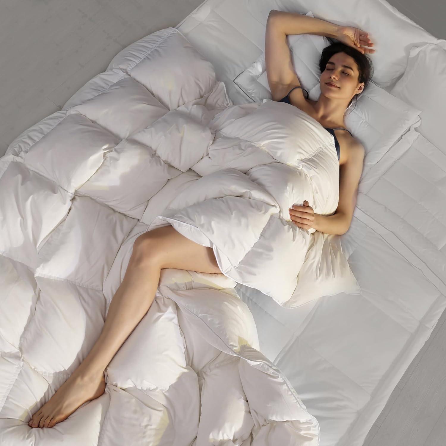 image:imageMartha Stewart Tencel Lyocell Cotton Blend Hungarian White Goose Down Feather Comforter King Size750 Fill Power All Seasons Warmth Lightweight Duvet Insert Made in USA 106 x 90King