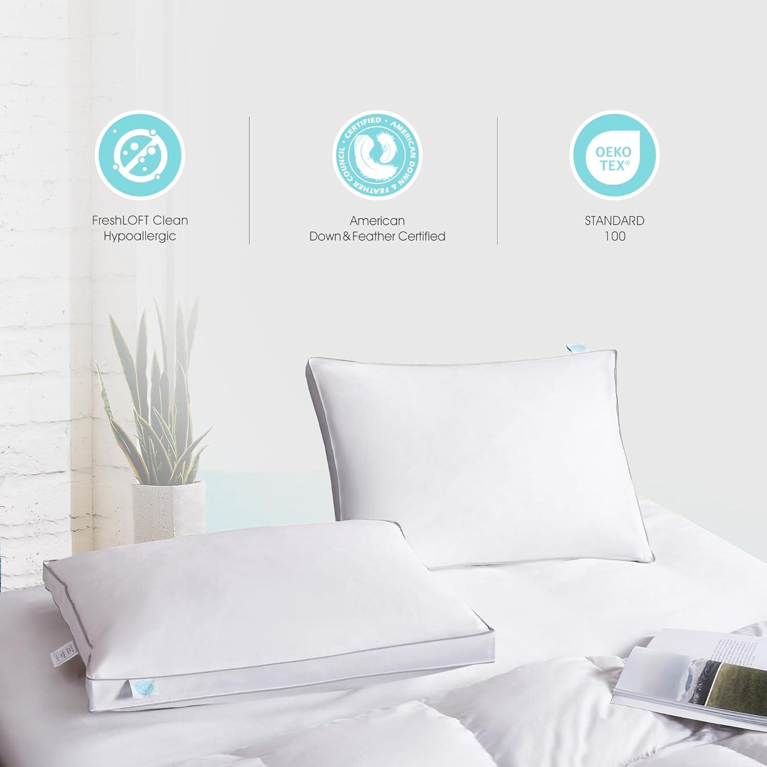 image:imageMartha Stewart White Feather Down Pillow SoftMedium Jumbo Size 2 Pack Bed Pillow for Side Sleeper