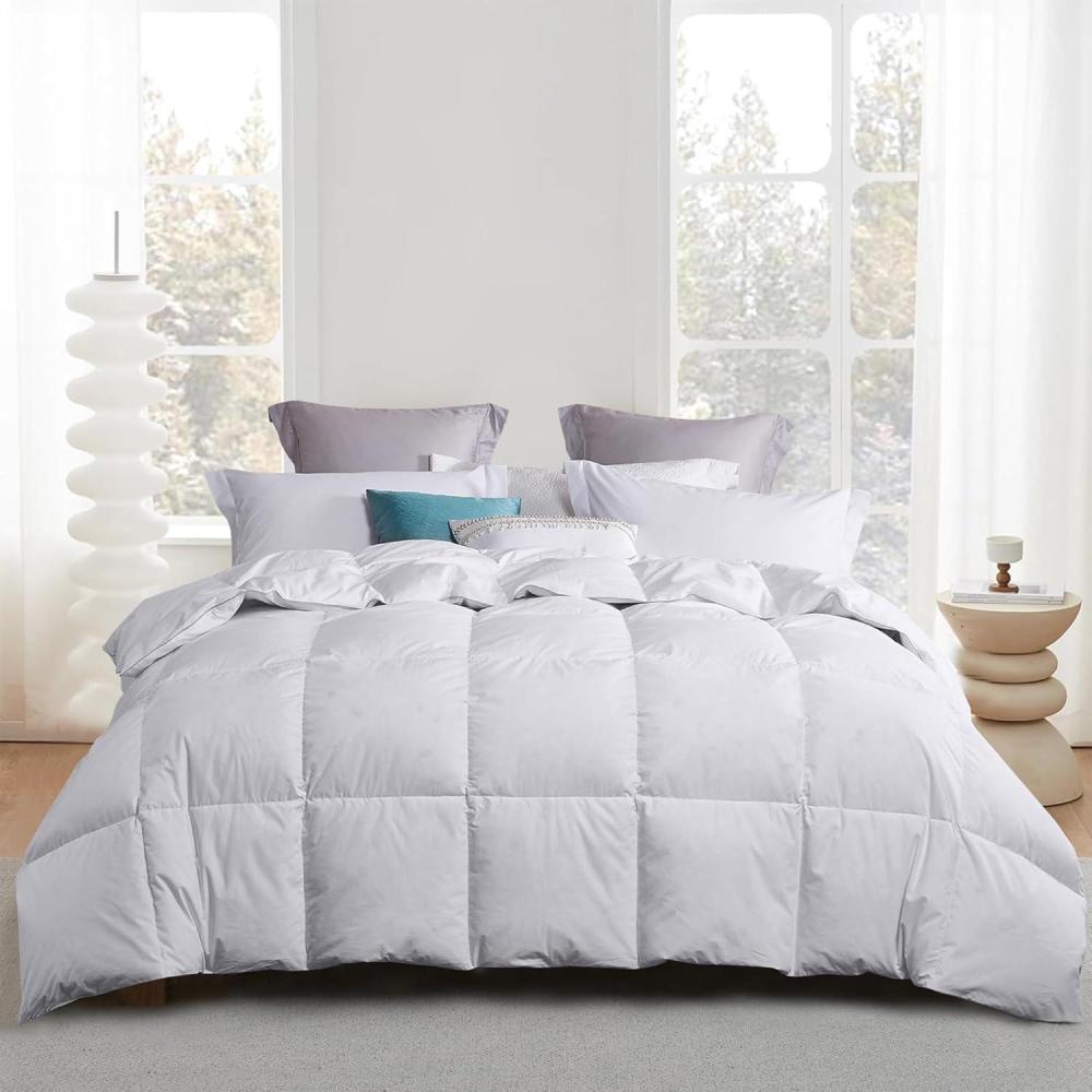image:imageMartha Stewart 240 Thread Count White Goose Down and Feather Comforter  All Season Warmth Duvet Insert with Corner Tabs Made in USA  King SizeKing