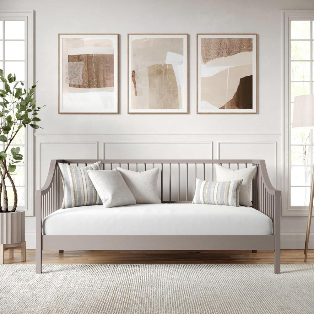 image:imageMartha Stewart Neely Platform Daybed with Wood Spindles Solid Wood Frame No Box Spring Needed Twin Size BlackGrey