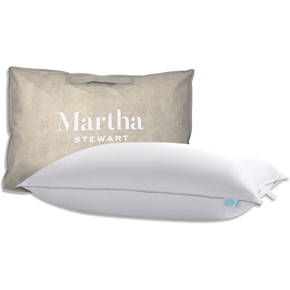 image:imageMartha Stewart White Down Pillows 600 Fill Power Luxury Hotel Bed Pillow Cooling Breathable Sleeping Pillows Made in USAJumboSet of 1 Pack