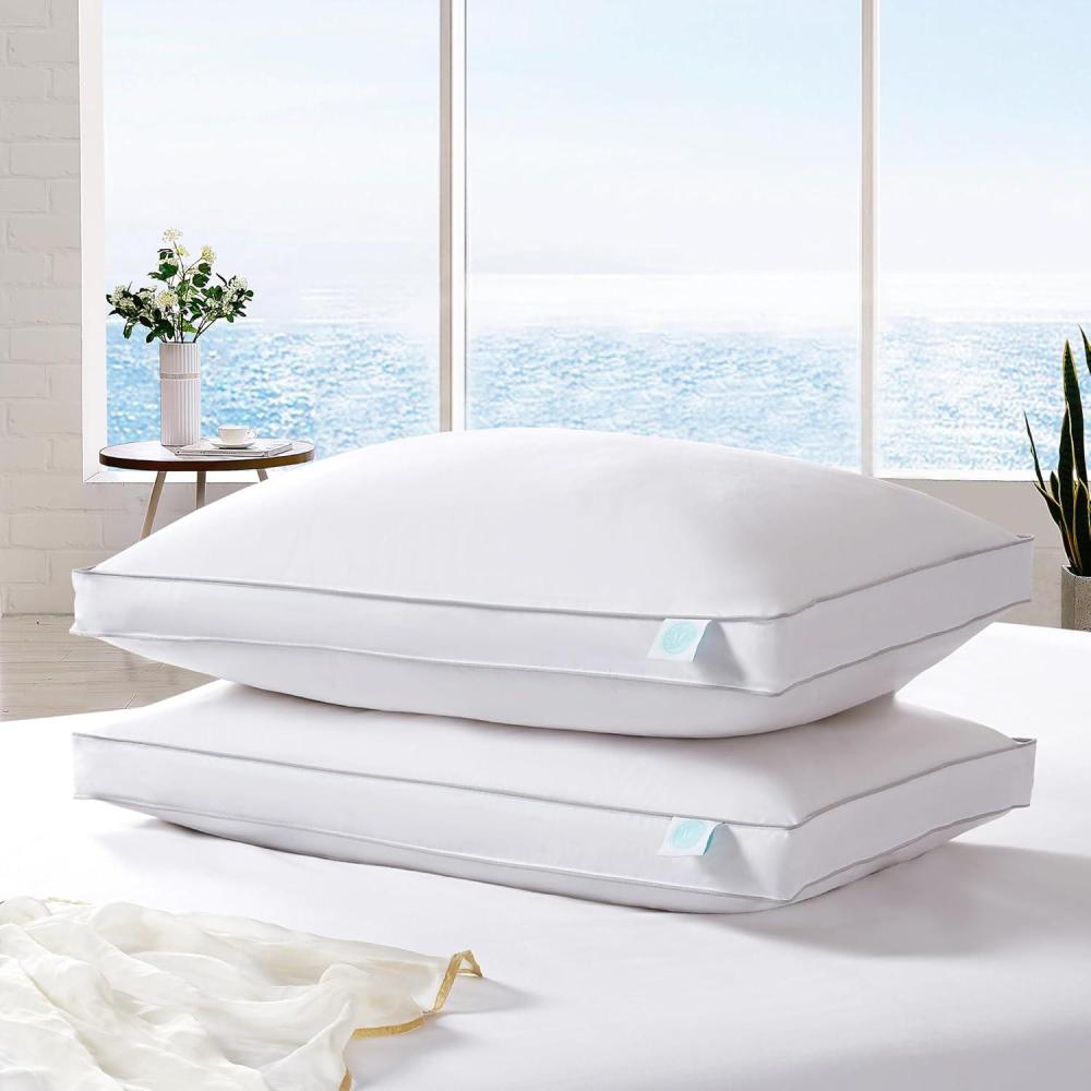 image:imageMartha Stewart White Feather Down Pillow SoftMedium Jumbo Size 2 Pack Bed Pillow for Side Sleeper